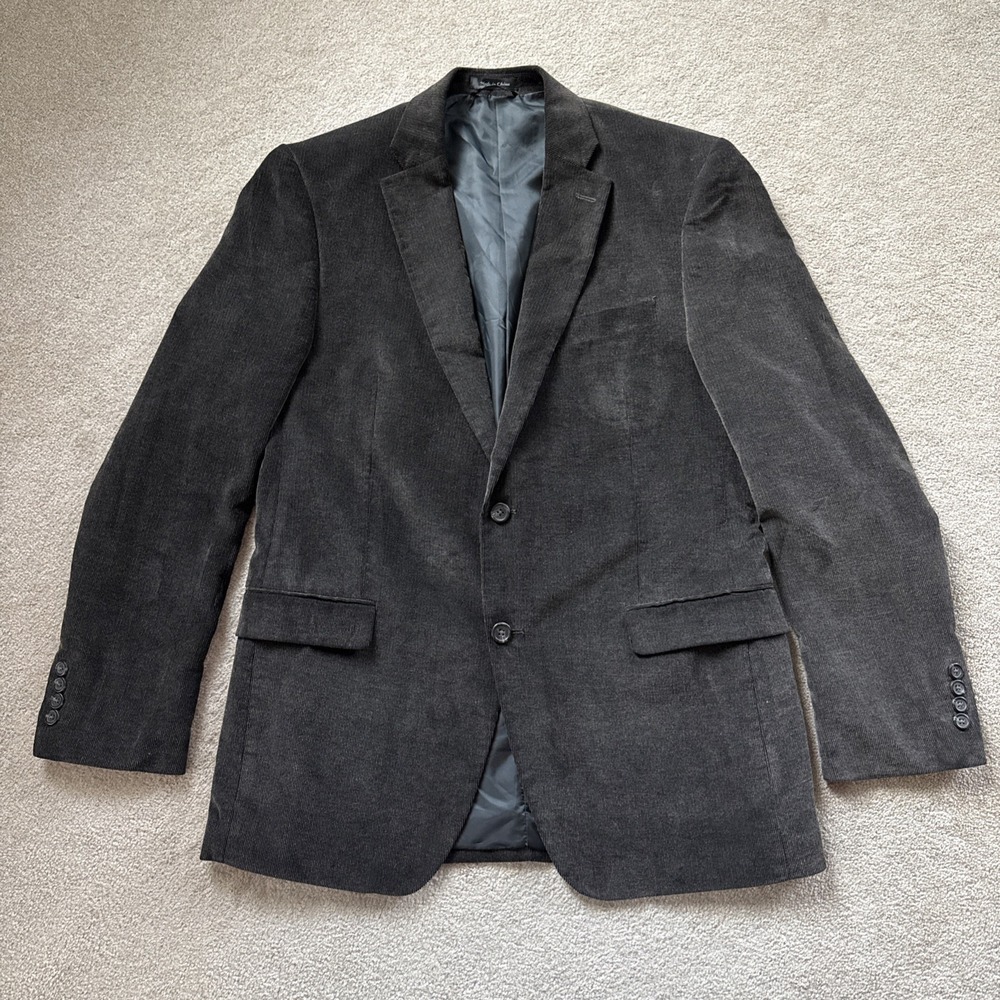Chaps Mens Brown Cotton Corduroy Long Sleeve Single Breasted Blazer Size 42L
